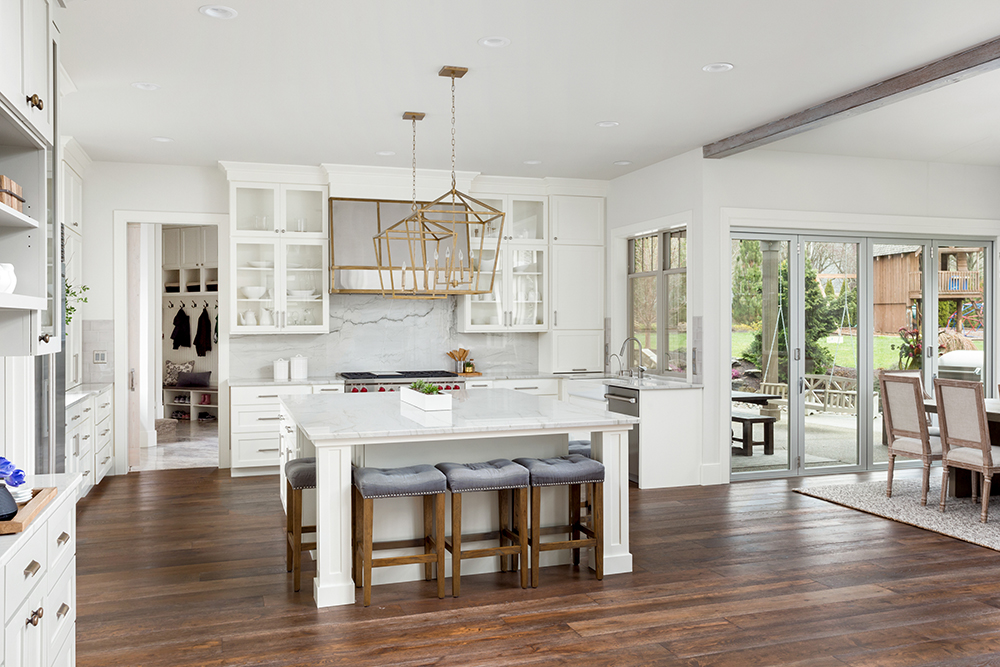 Wood flooring in upscale kitchen